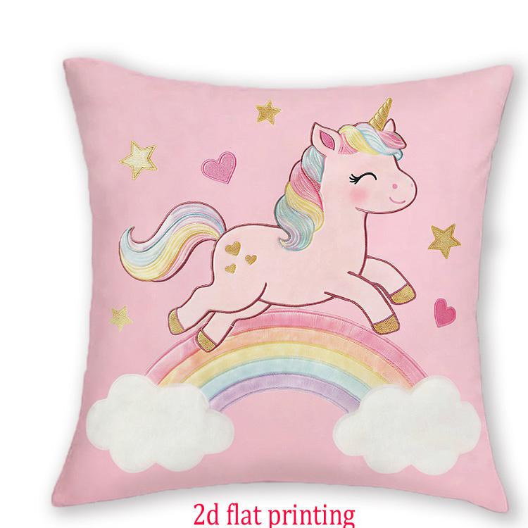 1/4pcs Unicorn Themed Pink Throw Pillow Covers Rainbow Moon Star Kids Room Decor Cushion Cases Cushion cover