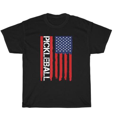 Pickleball Distressed American US Flag Patriotic Pickle Ball Player T-Shirt Gift