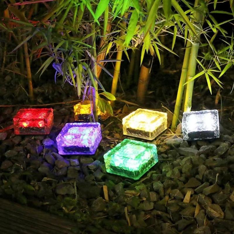 1Pc Solar Square Ice Light Garden Decoration Lawn Light Outdoor Garden Buried Light Outdoor Landscape Light Waterproof