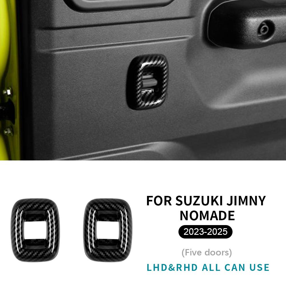 For Suzuki Jimny 5-Doors Nomade 2023 2024 2025 ABS Carbon Fiber Glossy Black LHD RHD Car Rear Door Window Switch Sticker