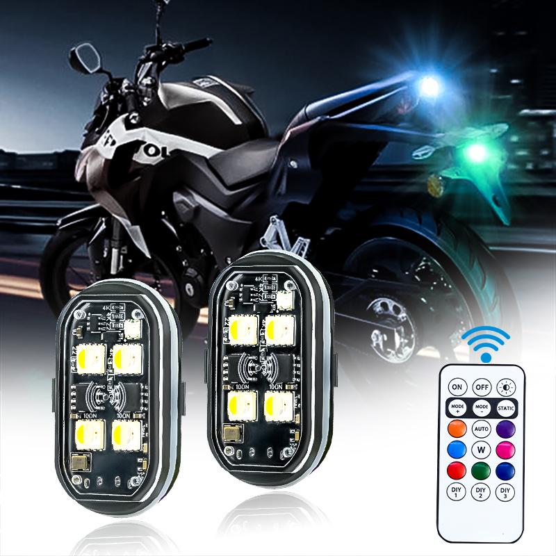 Enhanced 150mAh High-Brightness Eight-Color Airplane Light with RF Remote & Strobe Warning for Car Decoration