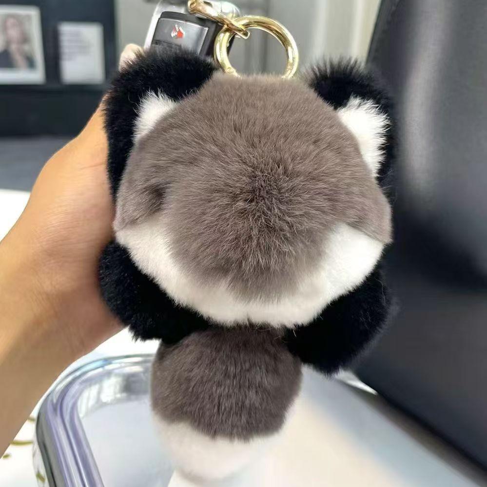 Authentic Rex Rabbit Fur Fox Keyring Pendant - Cute Plush Vixen Doll Ornament for Bags