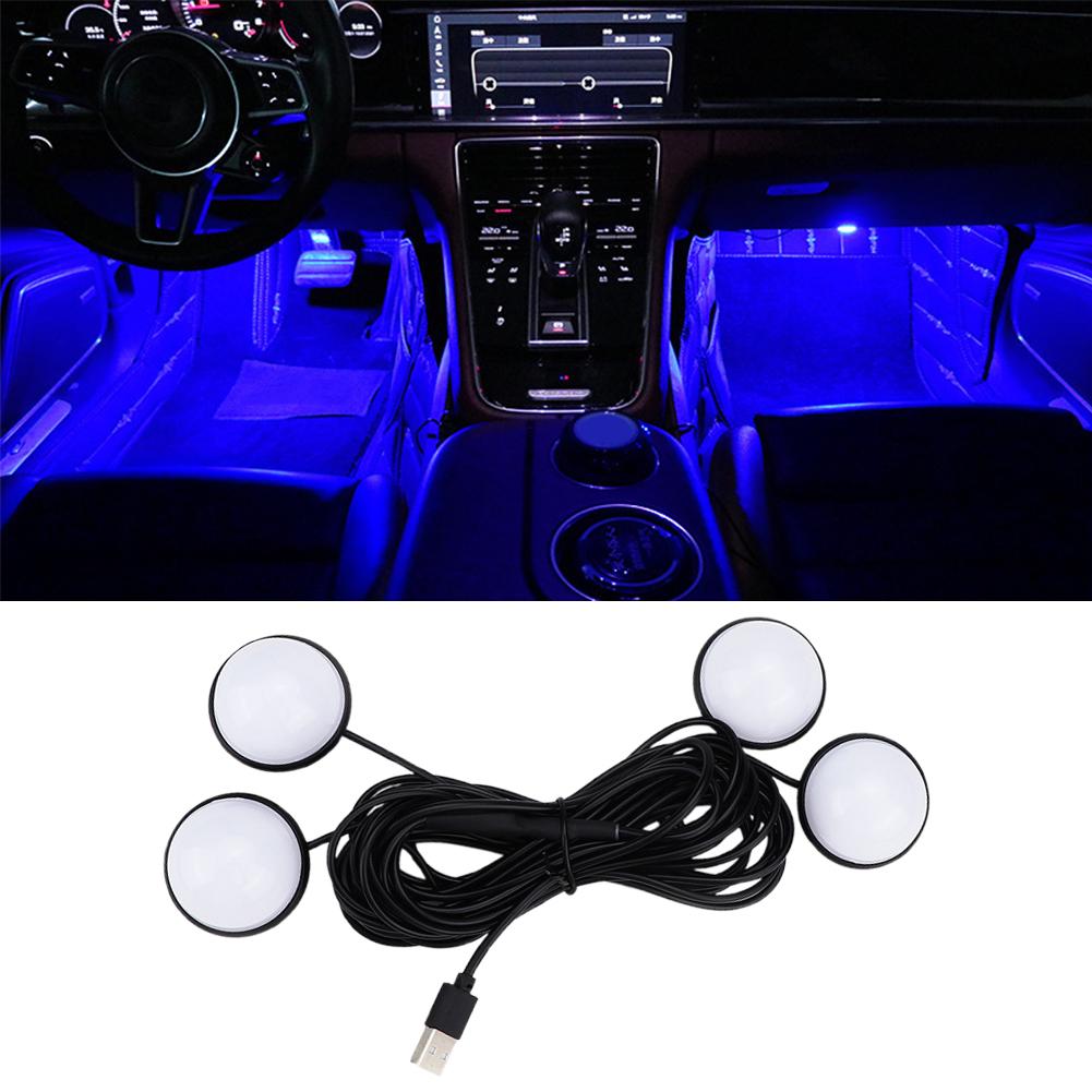 5V Светодиодная RGB Подсветка Салона Автомобиля Атмосферная Подсветка Ног со Встроенной USB Зажигалкой Декоративная Атмосферная Лампа Автоаксессуары