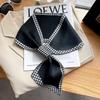 Luxury Houndstooth Print Silk Scarfs Women Bag Ribbons Foulard Office Skinny Neckerchief Neck Hands Ties Satin Female Hairband