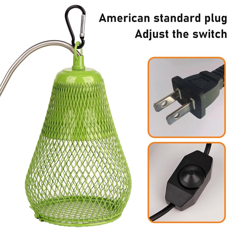 110V-220V Reptile Heat Lamp Shade Green Ceramic Heat Mesh Cover Heater Guard For Chicken Lizards Turtle Brooder Snake