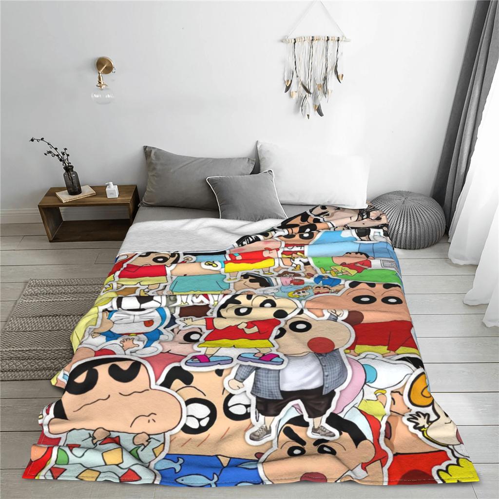Soft BlanketChildren Airplane Travel Crayons Shin-chans Photo Collection Throw Blanket Flannel Bedspread For Chair Bed Cover