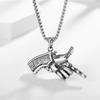 Necklace Silver Chain Weapon Hand Revolver 355