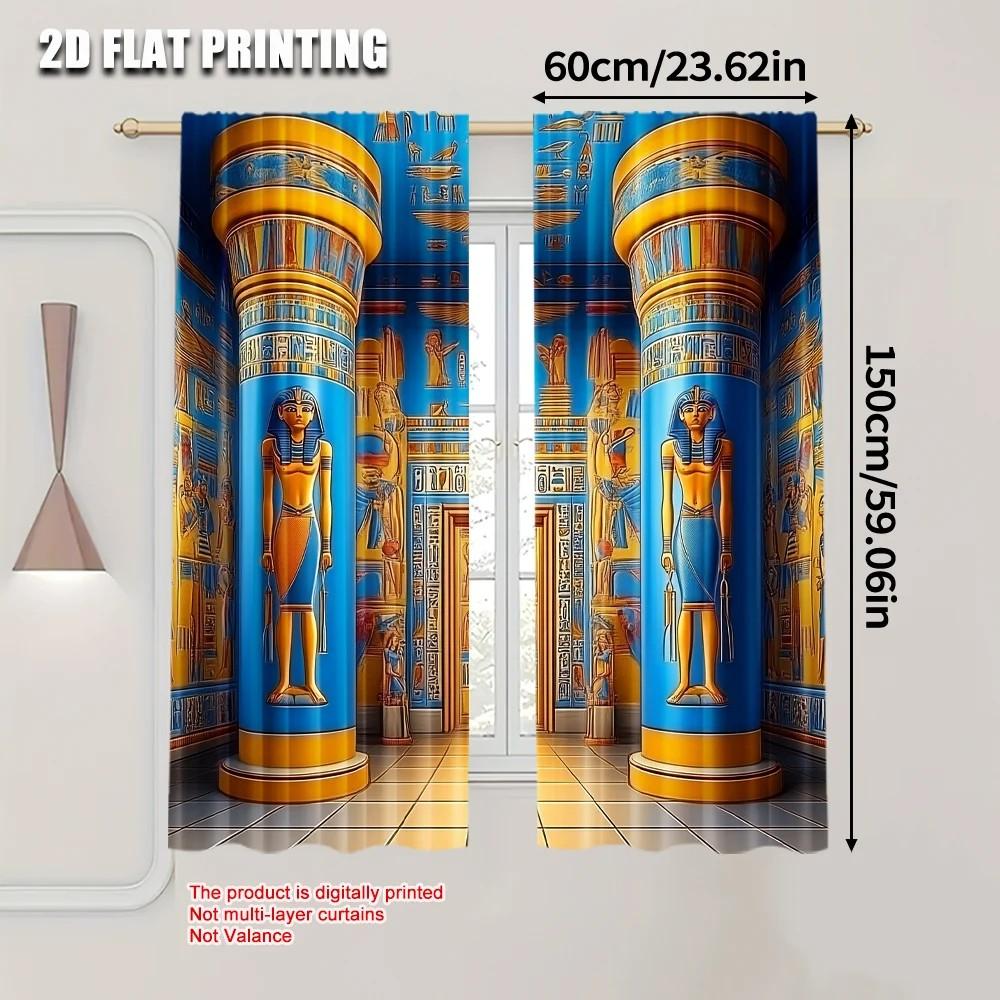 Set Of 2 Jit Egyptian Pharaoh Pattern Curtains Polyester Living Room Bedroom Window Decor Home Curtain Blackout For Great Made With Rod Pocket