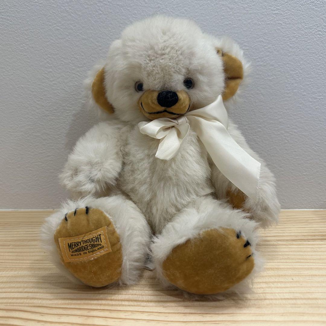 

[USED] Vintage Cheeky White Nylon Stuffed Antique Teddy Bear