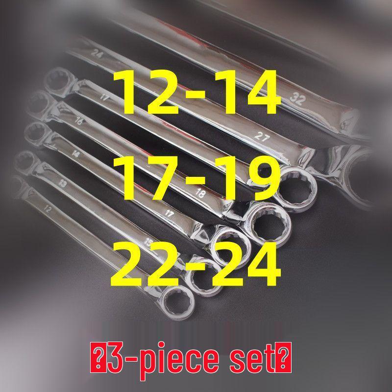 Dual-Ended Extra Long Chrome Hexagonal Box Wrench Set, Mirror Polished