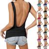 Women Sleeveless Deep V Backless Fitted Stretch Tank Top Solid Basic Slim Fit Vest Casual Summer Fashion Shirt