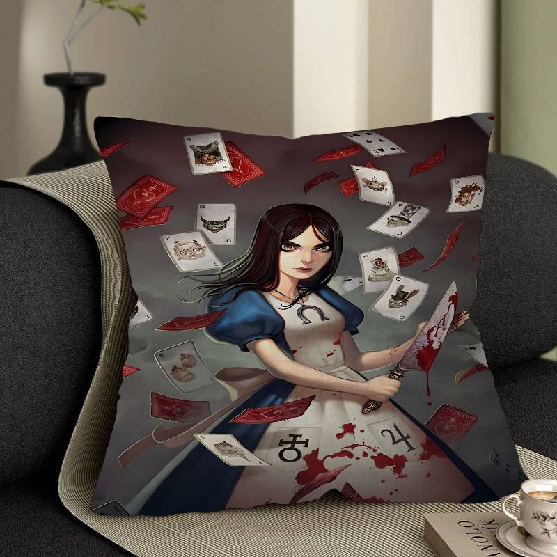 A-Alice M-Madness R-Returns Vintage Pillow Case Cushion Cover Car Throw Pillow Case For Sofa Car Christmas Gift 40x40cm 45x45cm