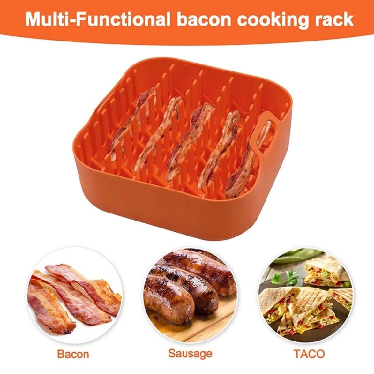 Silicone Air Fryer Basket Silicone Bacon Rack Air Fryer Grilling Pan for BBQ