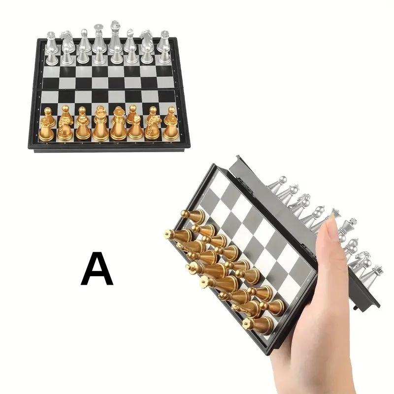 Mini Chess Set Travel Board Game Magnetic Portable Small Folding Pocket Chess Games For Kids And Adult