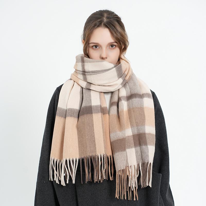 Женский шарф Осень Зима Винтажный Стиль Преппи Клетка Накидка Шарф Пашмина Женщина Женщина Платок Шарф Шаль Унисекс Мужчины Накидка