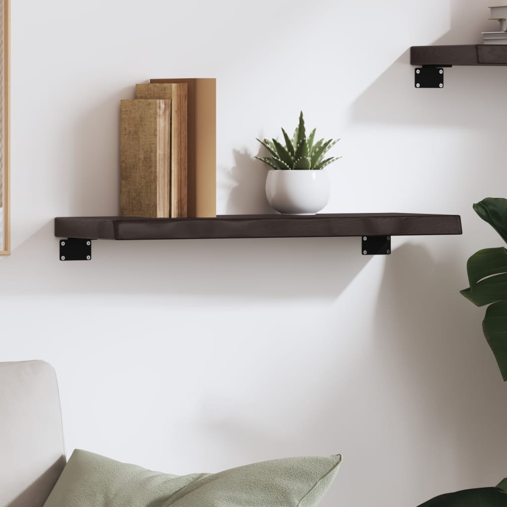 Wall Shelf Dark Brown 60 X 20 X 4 Cm Solid Oak Treated