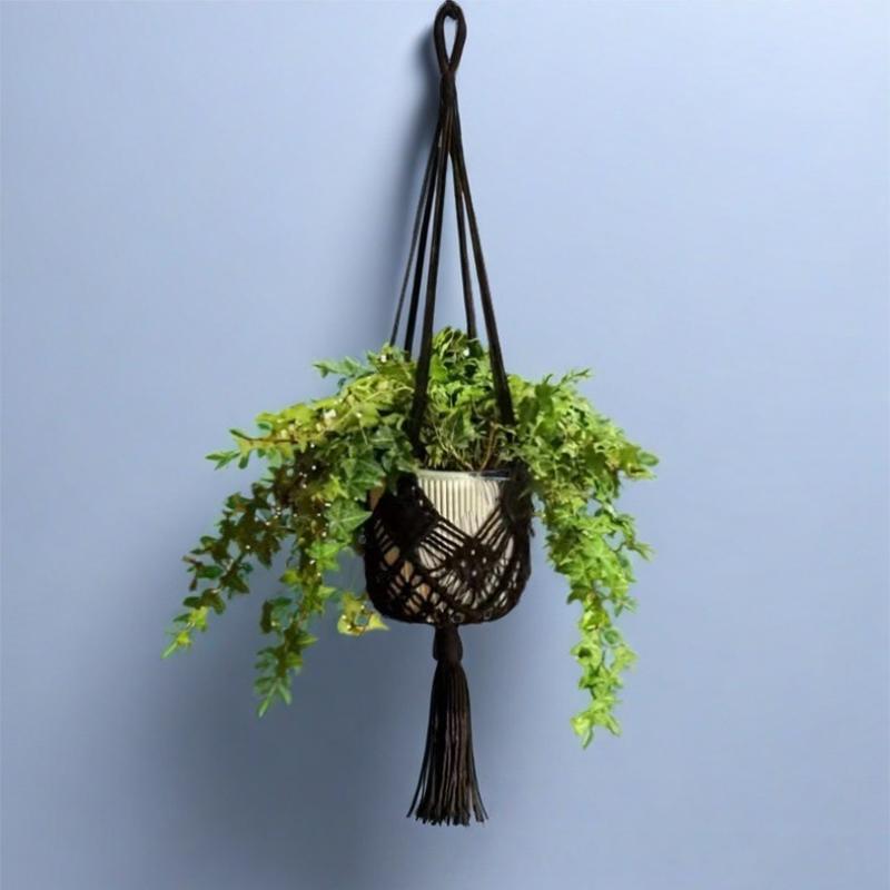 1Pcs Boho Macrame Plant Hanger for Indoor Outdoor Hanging Succulents Cotton Rope Woven Hanging Basket Flowerpot Net Pouch