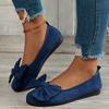 Fashion Large Size Butterfly Knot Ladies Flat round Toe Soft Bottom Summer Grandma Shoes Casual Micro Fiber Upgraded Rubber Sole