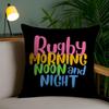 Morning Noon Cushion Cover Plush Fabric Soft Double-Sided Printed Invisible Zipper Sofa Pillow Case Home Decor