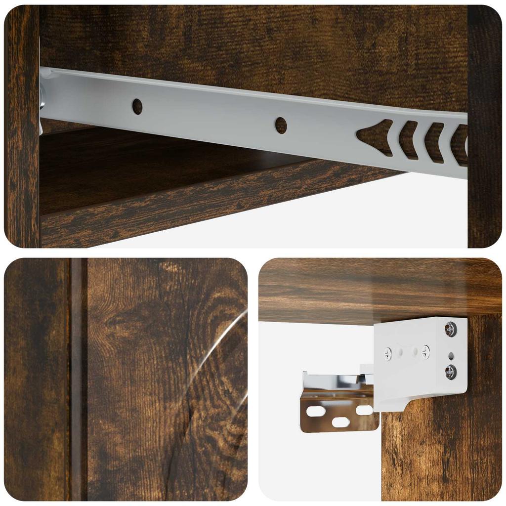 Wall Mounted Side Table Smoked Oak Wood Based Material