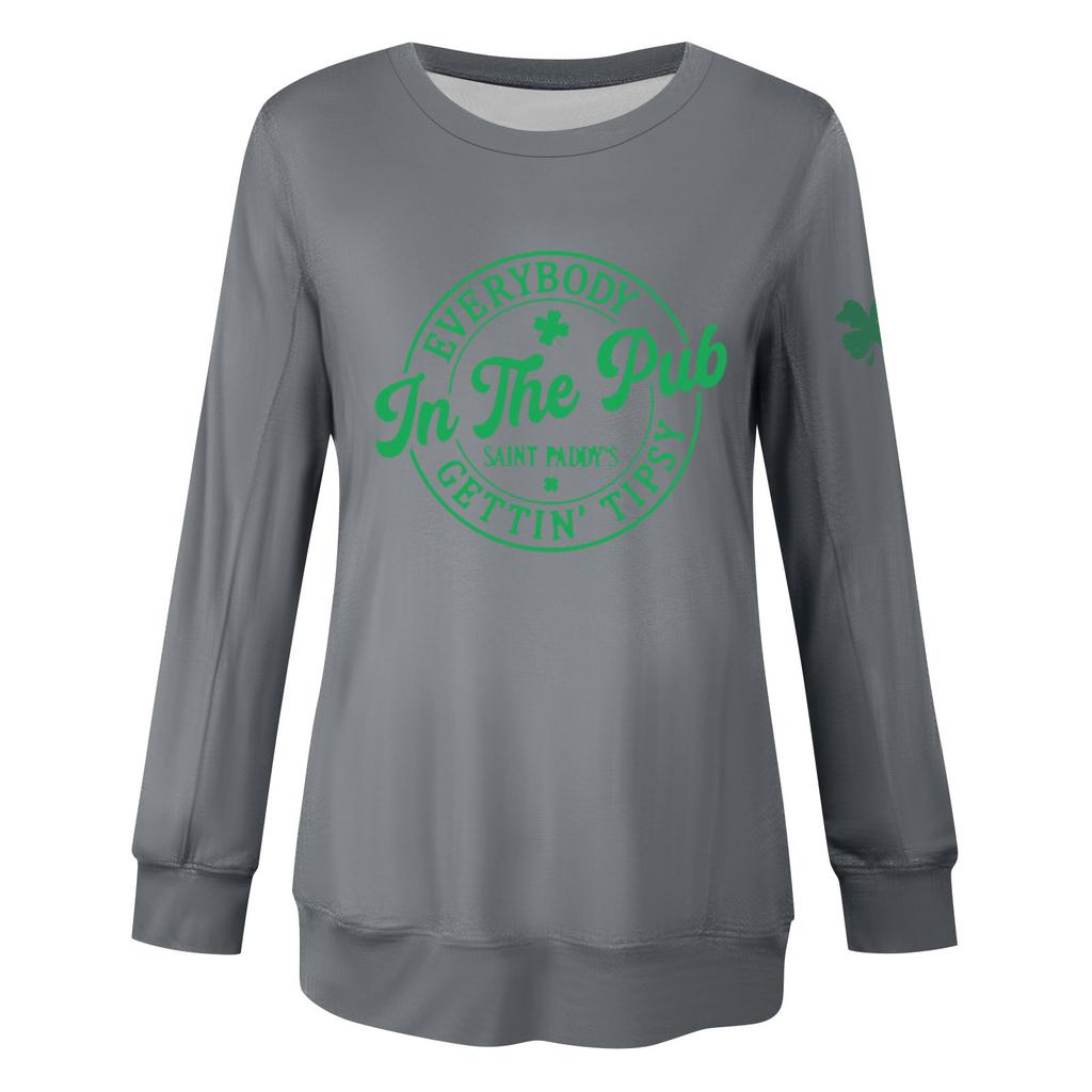 Damen Casual Mode Print Langarm O-Ausschnitt Sweatshirts Pullover Top