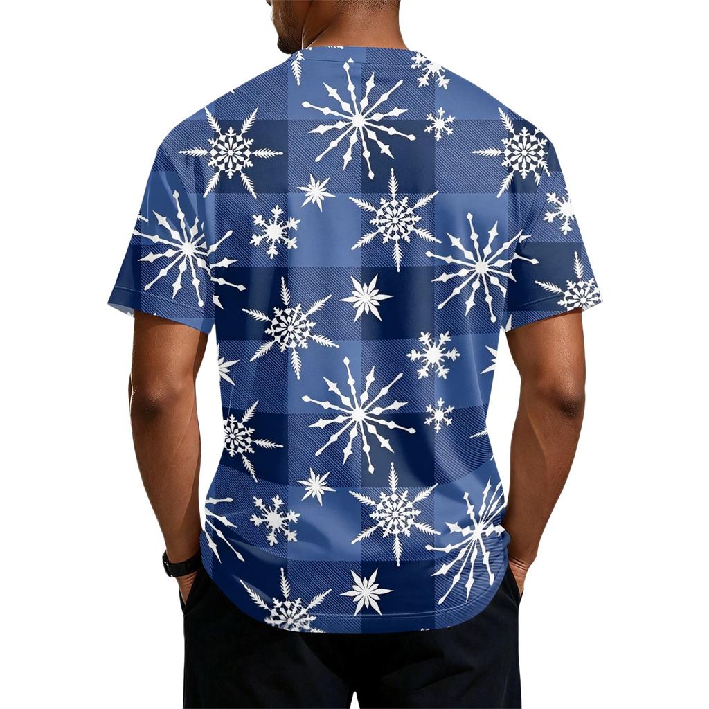 Men's Quick Dry Short Sleeve Neck T-Shirt with Christmas Print
