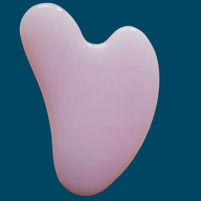 Heart-Shaped Rose Quartz Dual Roller & Massage Board Set - Non-Jade White Facial Tool