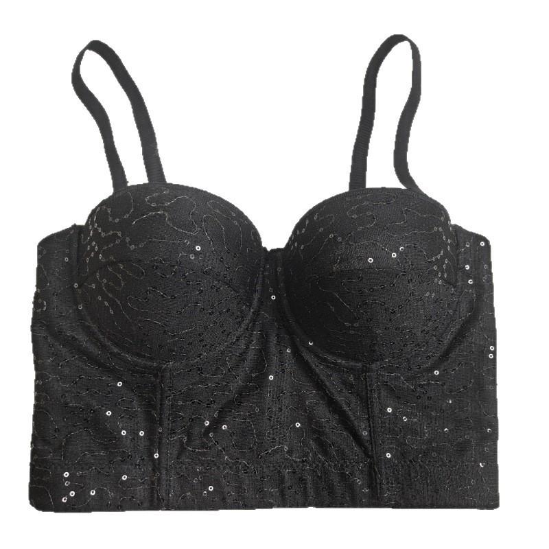 

Sexy babes pearlescent sequins versatile outerwear tube top suspenders comfortable gathering corset style 40
