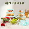 8pcs Glass Food Storage Containers Set Lunch Box Leakproof Airtight Microwave & Oven Safe Stackable Kitchen Organizers