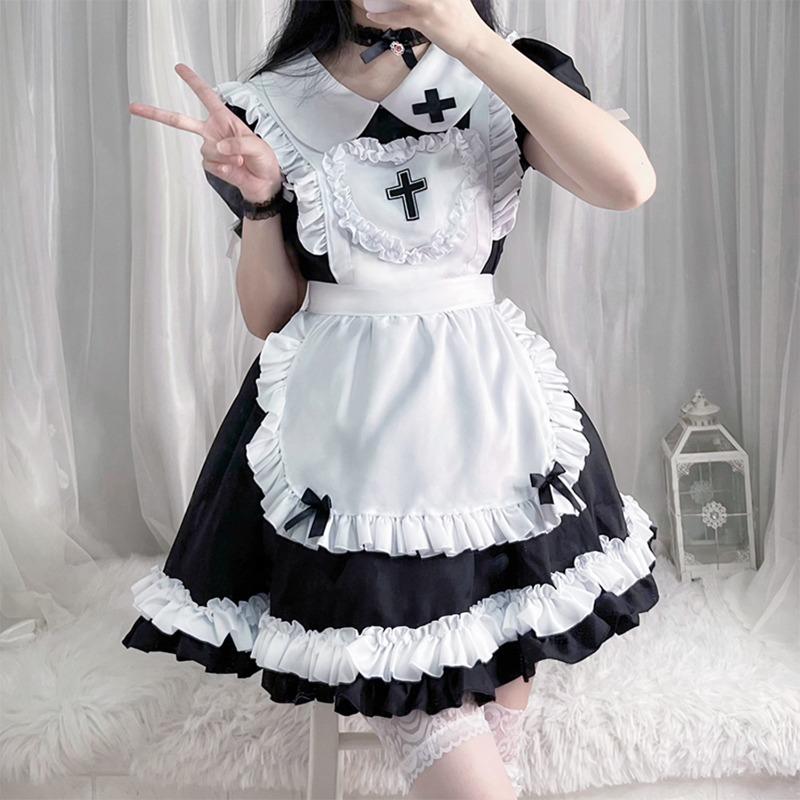 Soft sister, sky blue female cross maid dress, maid dress, women's boss dress.
