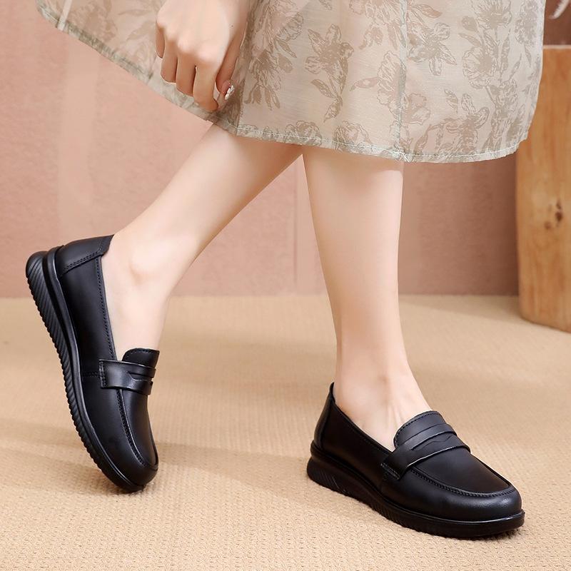 New Casual Round-toed Soft-soled Women's Leather Shoes Are Comfortable and Versatile Single Shoes