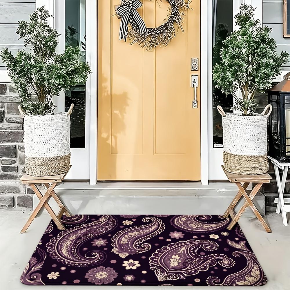 Luxury Decorative Purple Paisley Pattern Door Mat for Home Entrance Floor Mat Porch Welcome Rug 40x60cm