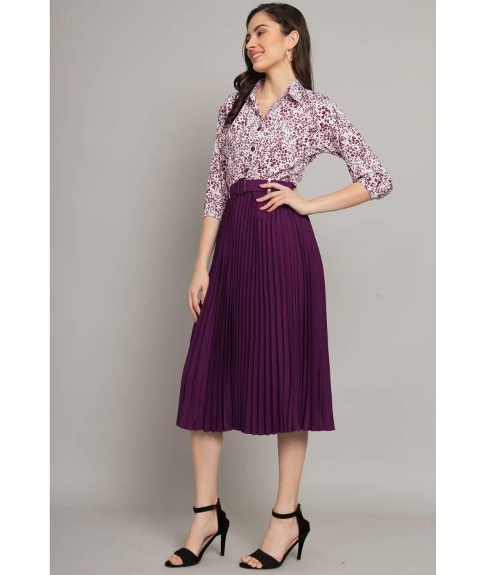 Festklær Designer Topp Tunika Westernklær Dame A-linje Lilla Kjole Kurta Topp