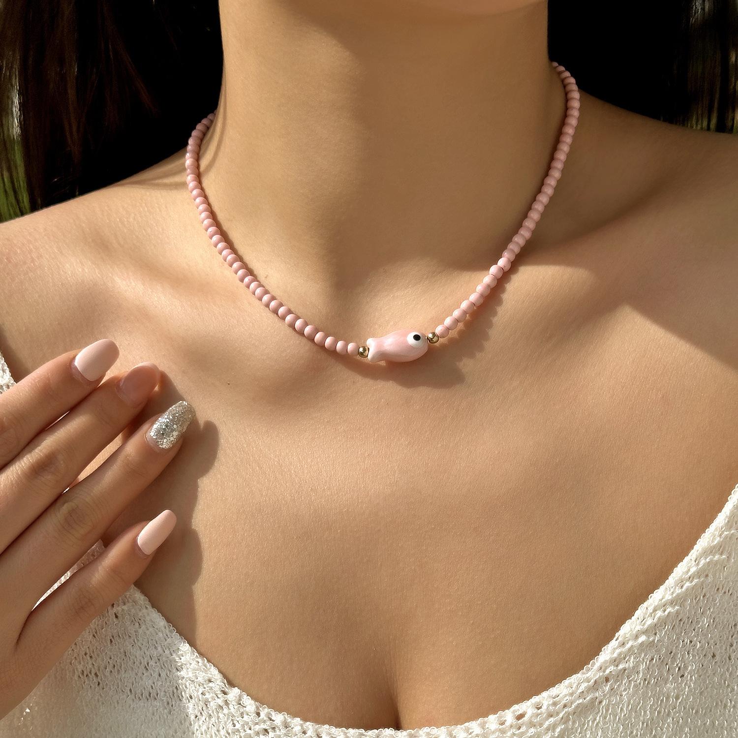 

European and American fashion bohemian beach vacation wind rice beads beaded conch scallop necklace