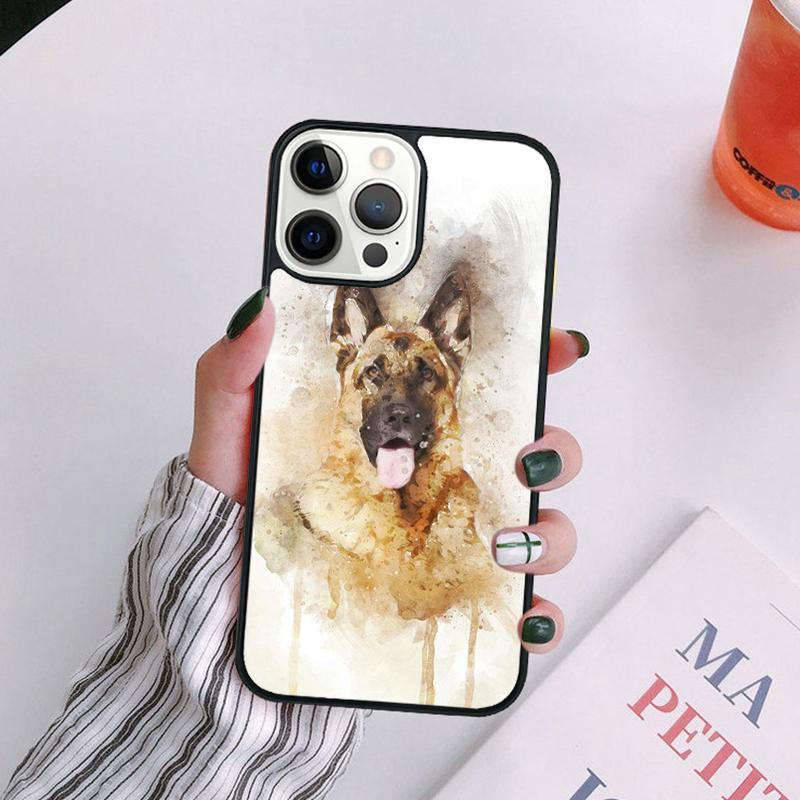 Cartoon German Shepherd Dog Phone Case For iPhone 17 Air 16 15 14 13 12 11 Pro Max Plus Max Cover Shell Coque