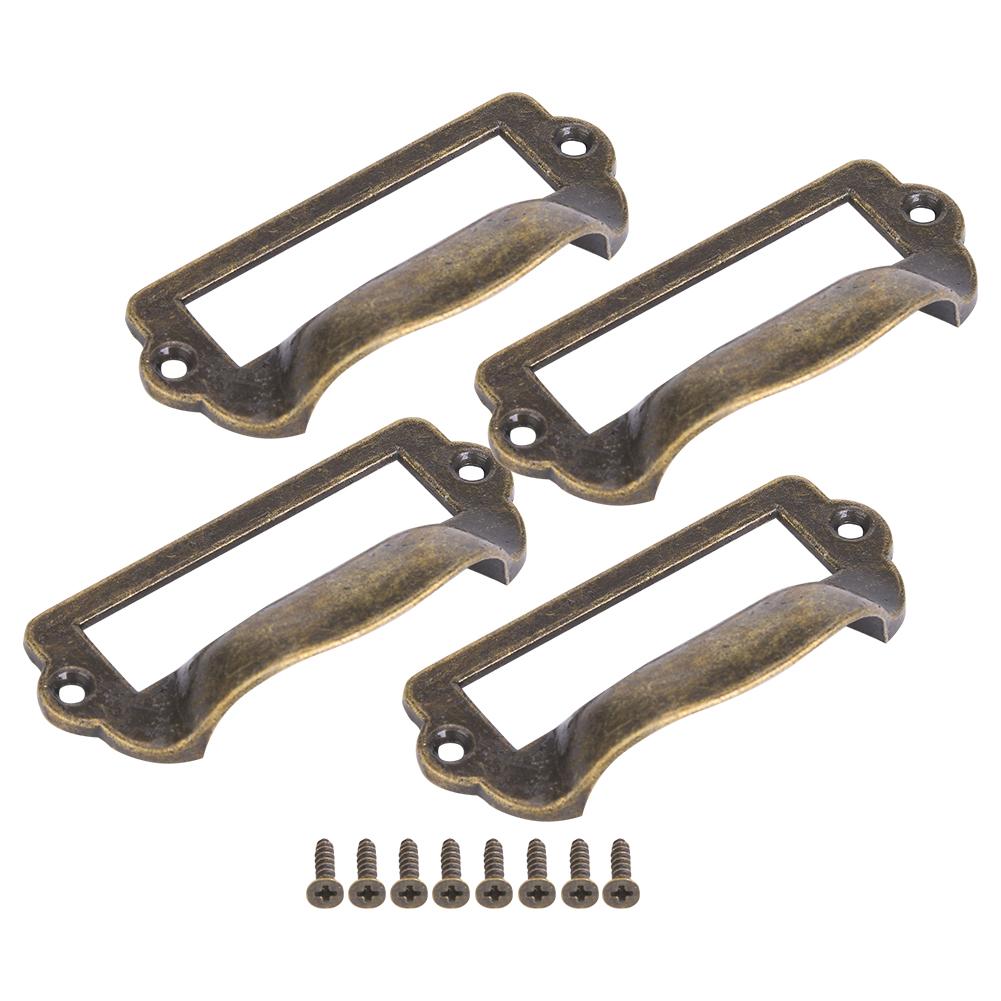 

4PCS Antique Green Bronze Medicine Cabinet Frame Pulls Zinc Alloy Name Card Holder Handle
