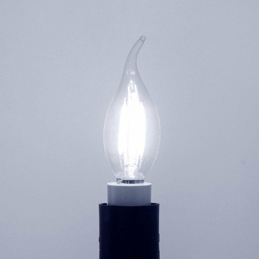 

Винтажная светодиодная лампа с нитью накаливания 2 Вт 4 Вт 6 Вт E14 220 В Энергосберегающая стеклянная светодиодная лампа Диммируемая Теплый/Холодный белый свет Лампа для украшения дома 4W&No&Flame Shape