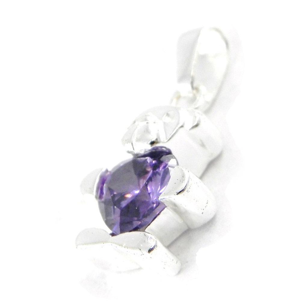 Les Trésors De Lily [G1602] - Amethyst 'Teddy Love' Silver Pendant
