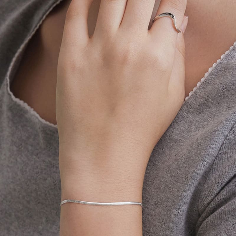 Tatiana (925 Silver) Modern Flat Snake Chain Bracelet BR1795