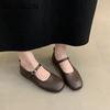 Fashion SUOJIALUN Autumn Women Flat Shoes Fashion Round Toe Shallow Slip On Mary Jane Shoes Flat Heel Ladies Elegant Outdoor Ballerinas