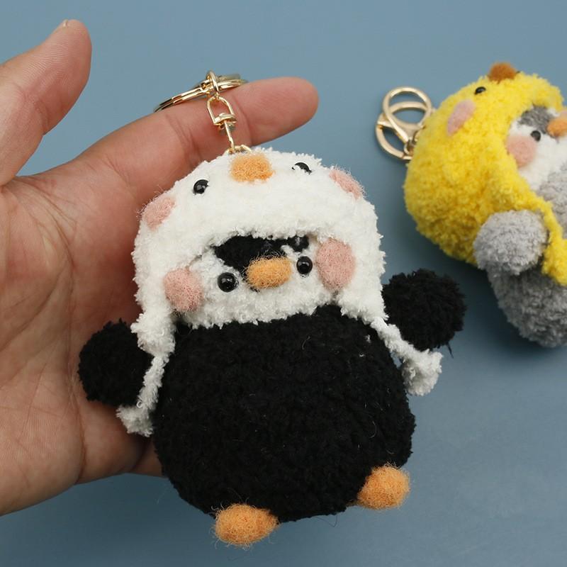 Cute Crochet Penguin Doll Keychain Handmade Knitted Animal Pendant Bag Charm Accessory