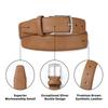 [RISANTRY] Men's Brown Handmade Belt, Premium Synthetic Leather, Classic Silver Buckle, Timeless Minimalist Style, Perfect for Casual Everyday Wear,