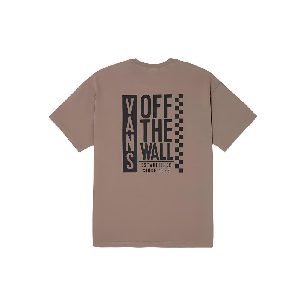 Vans Mountain Style Color Block Personality New Trend Letter Print Round Neck Short Sleeve T-Shirt Men Tops Light-Brown VN000BZ0YEH1