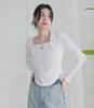AVANDRESS Square Neck Line Crop Long Sleeve - 6Col