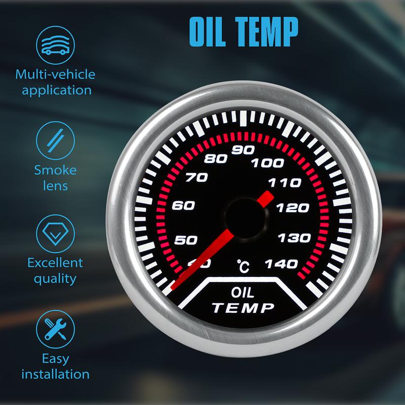 Dofi Oil Temp Gauge 2"(52mm) Smoke Len 40-140 C Degree Pointer Oil Temp Gauge Car Meter with Sensor Smoke Lens