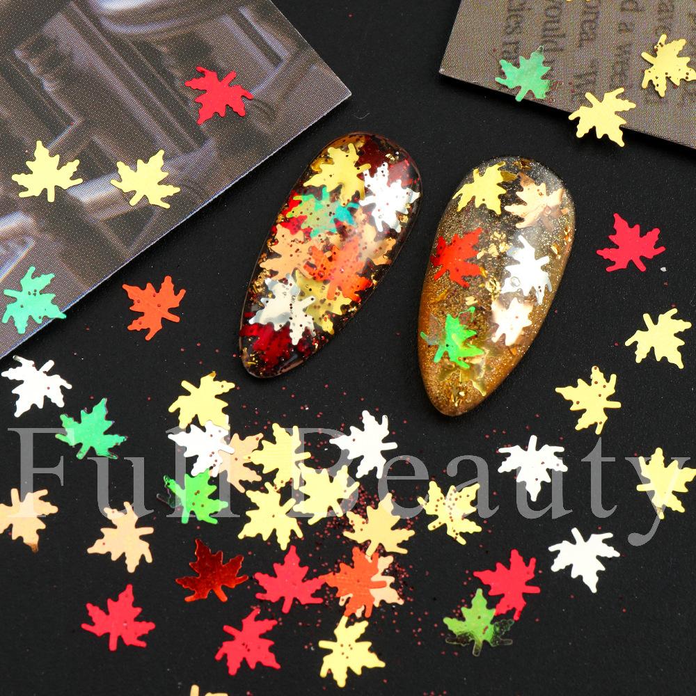 Nail Art Glitter Sequins Thanksgiving Price Autumn Maple Leaf Sequins Multi-color Mixed Nail Art Glitter Powder