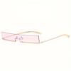Futuristic Narrow Rectangle Sunglasses Women Men Luxury Rimless Yellow Sun Glasses Y2k Eyewear Rave Party Shades 2026