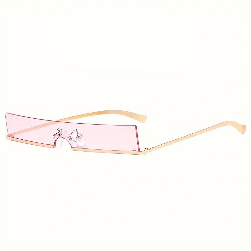 Futuristic Narrow Rectangle Sunglasses Women Men Luxury Rimless Yellow Sun Glasses Y2k Eyewear Rave Party Shades 2026