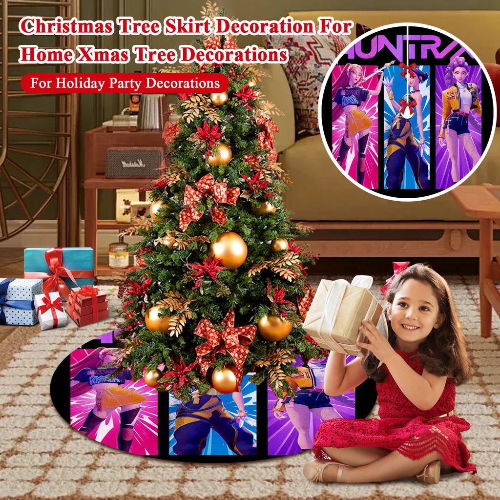 Christmas Tree Skirt Decoration For Home Xmas Tree Decorations Skirt Ornament Festive Holiday Party Decorations Indoor Outdoor 90cm