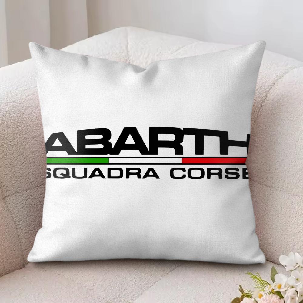 A-Abarth Racing Car Logo Cool Cushion Cover Silky Short Plush Invisible Zipper Dustproof Sofa Pillow Case For Home Decor
